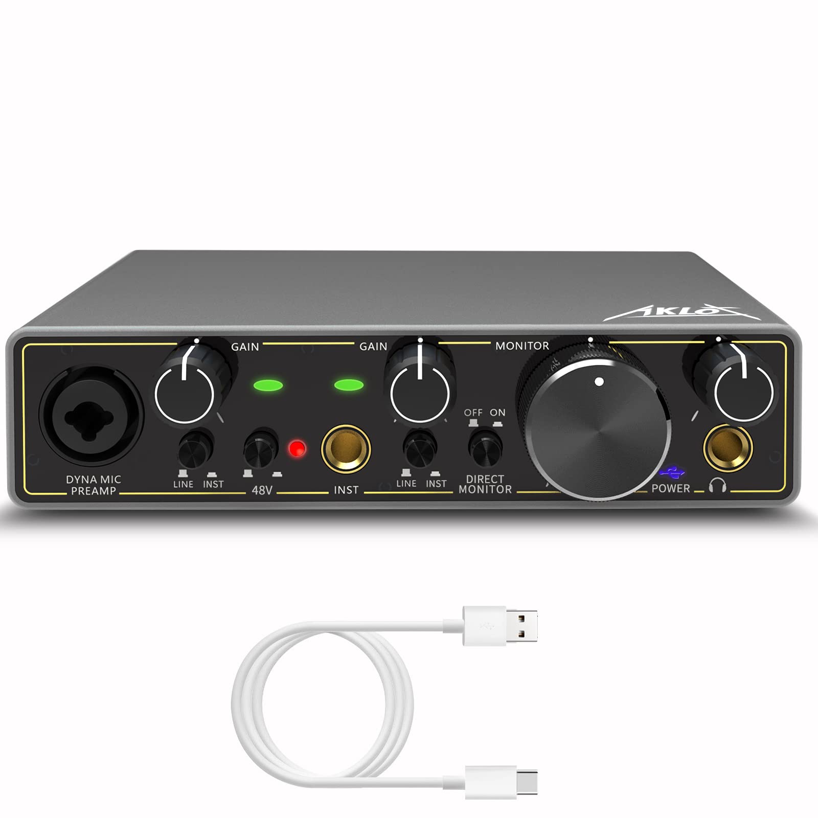 Usb Audio Interface, Aklot Xrl Audio Interfaces, For The Guitarist, Vocalist, Podcaster Or Producer, 24-Bit/192 Khz High-Fidelit