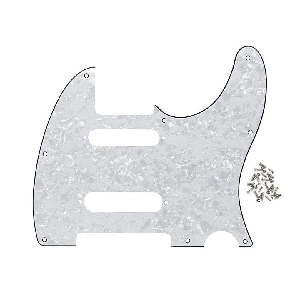 FLEOR 4Ply White Pearl 8 Hole Guitar TL Pickguard Plate with Mounting Screws Fit TL Pickguard Replacement (2 Single Coil Pickup 