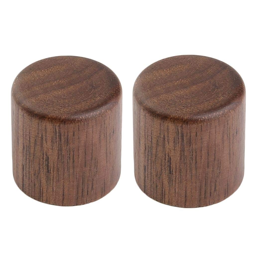 KAISH 2-Pack Wood Knobs Tele Style Flat Top Dome Knobs Guitar Bass Wood Knob Barrel Knobs Walnut Wood