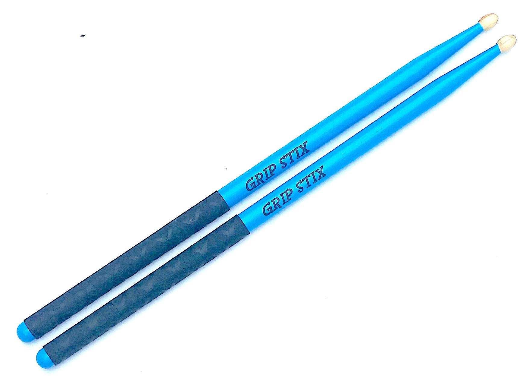 GRIP STIX 16 Long Heavyweight 4.5 Oz Hickory NON-SLIP Blue with Black Drumsticks - Ideal for All Drumming, Workout, Aerobics, Ca