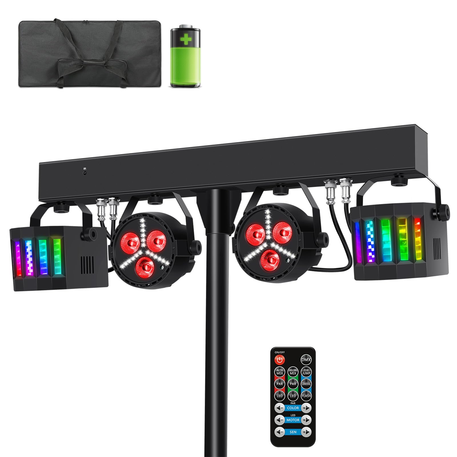 Telbum Rechargeable Dj Lights With Stand Wireless Dj Gig Bar Light Package Battery Powered Sound Activated Led Stage Lighting Sy