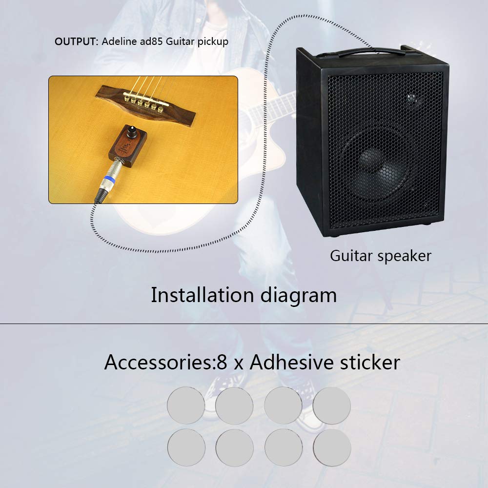 Adeline piezo transducer pickup very convenient for Acoustic Classical Guitar Ukulele Violin Cello Mandolin Banjo etc,The sound