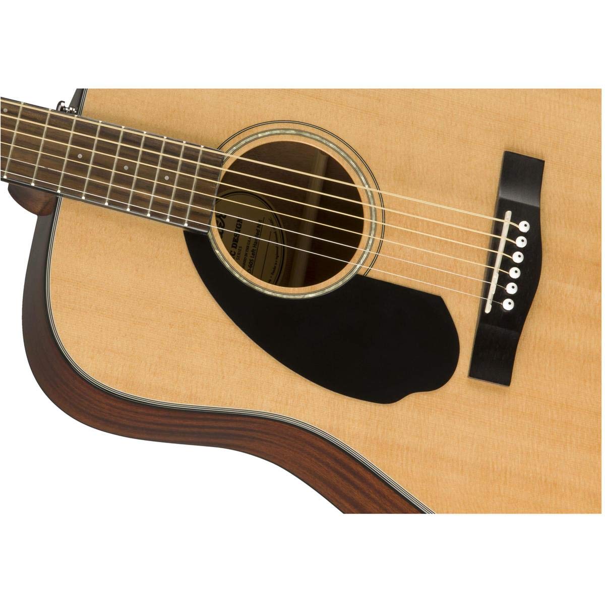 Fender Left-Handed Acoustic Guitar, with 2-Year Warranty, Dreadnought Classic Design with Rounded Walnut Fingerboard and Phospho