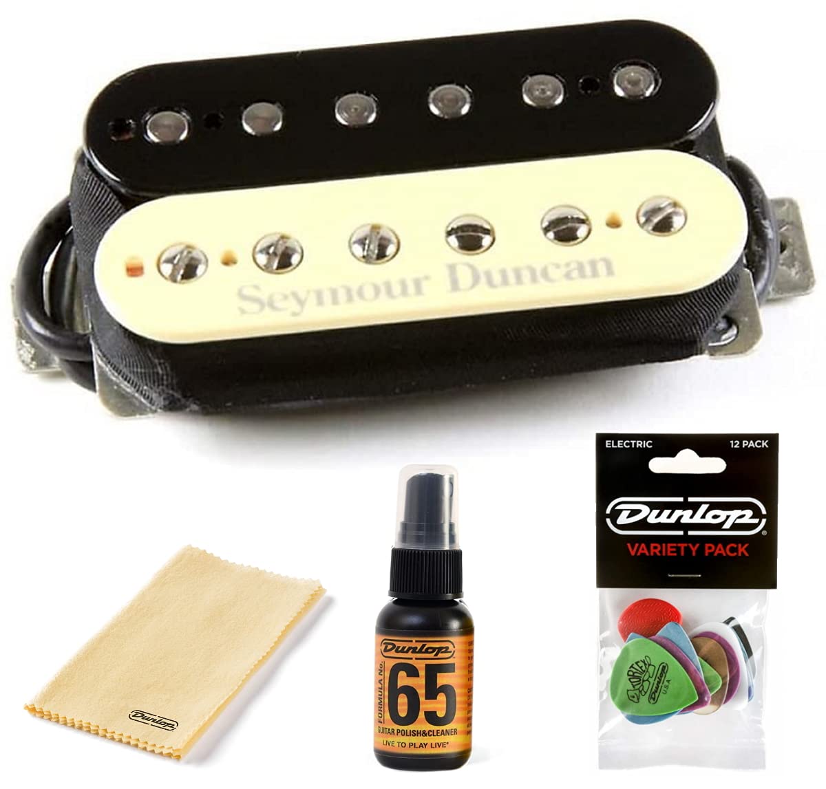 Seymour Duncan Sh-4 Jb Model Humbucker Pickup - Bundled With Dunlop Pick Pack, Platinum 65 Cleaner-Polish, And Polish Cloth (Zeb