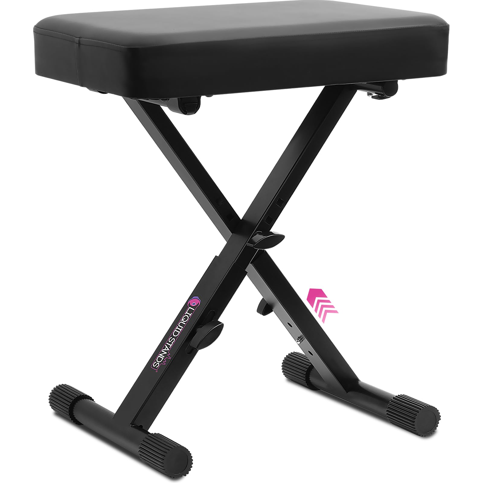 Liquid Stands Foldable Adjustable Piano Bench X-Style Music Stool - Piano Keyboard Bench Seat for Piano Keyboard Stand with Blac