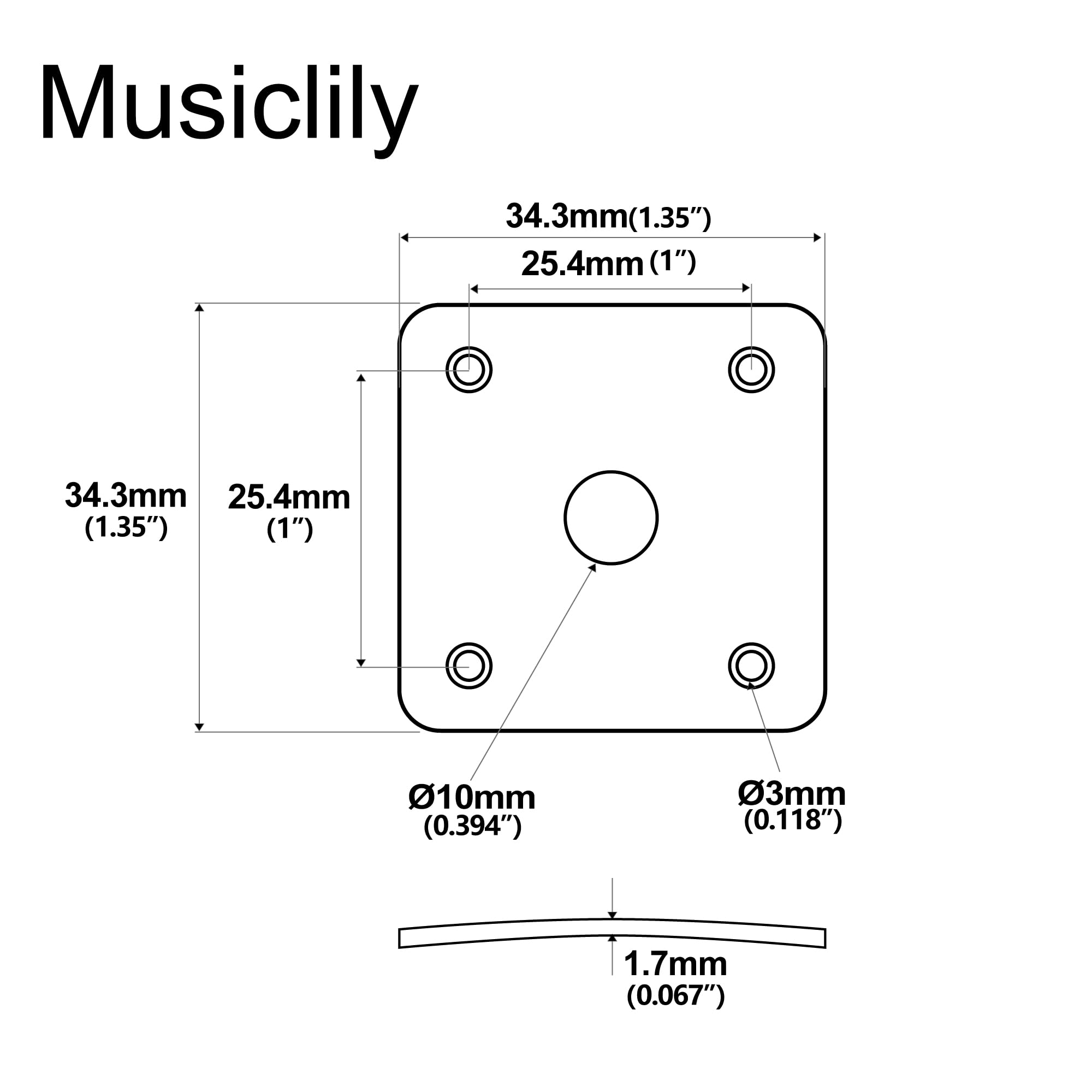Musiclily Pro Plastic Curved Jack Plate Square Jackplates Compatible with USA Les Paul Epiphone Les Paul Guitar, Brown Cream(Set