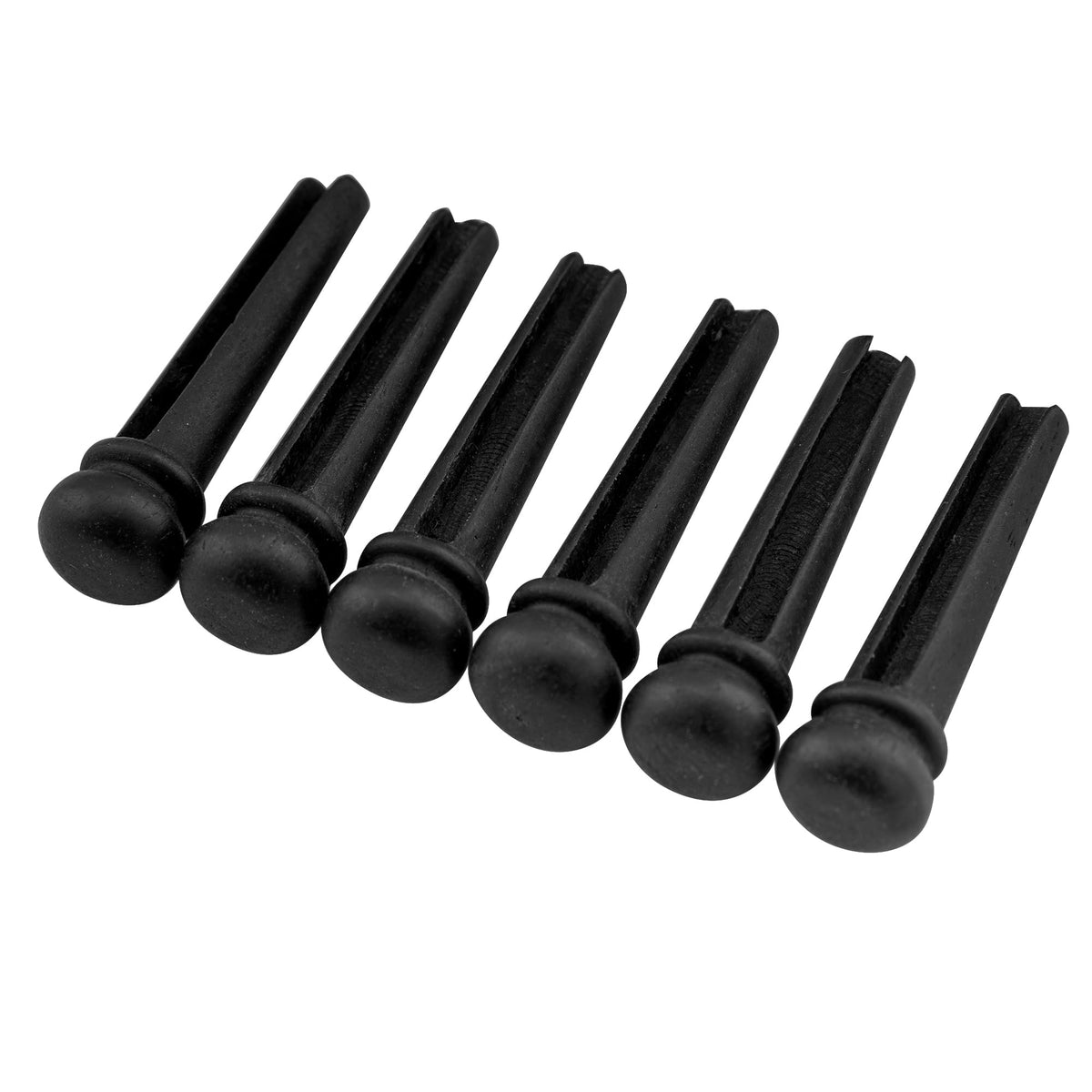 Musiclily Slotted Folk Acoustic Guitar Ebony Bridge End Pins Endpin For Martin Taylor Guitar Parts, Black (Pack Of 6)