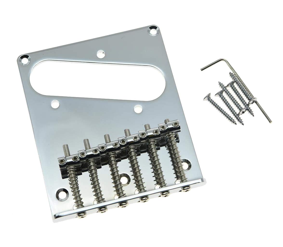 Kaish Tele Style Single Coil Guitar Bridge With 6 Barrel Saddles For Telecaster Chrome