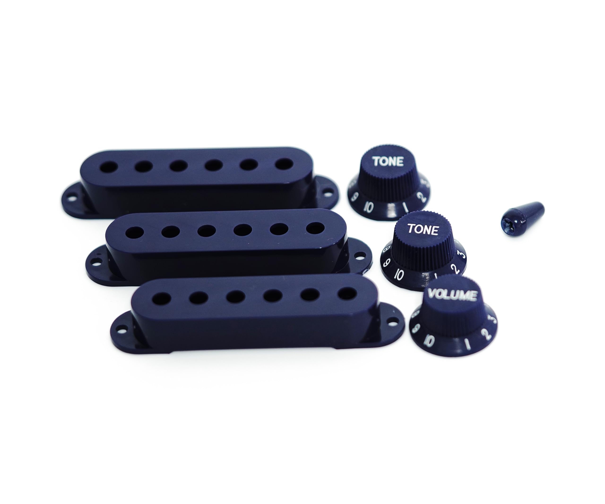 Guyker 3Pcs Plastic Guitars Single Coil Pickup Covers (52Mm Pole Spacing) & 1 Volume 2 Tone 1V2T Switch Knobs & Switch Tip Cap P