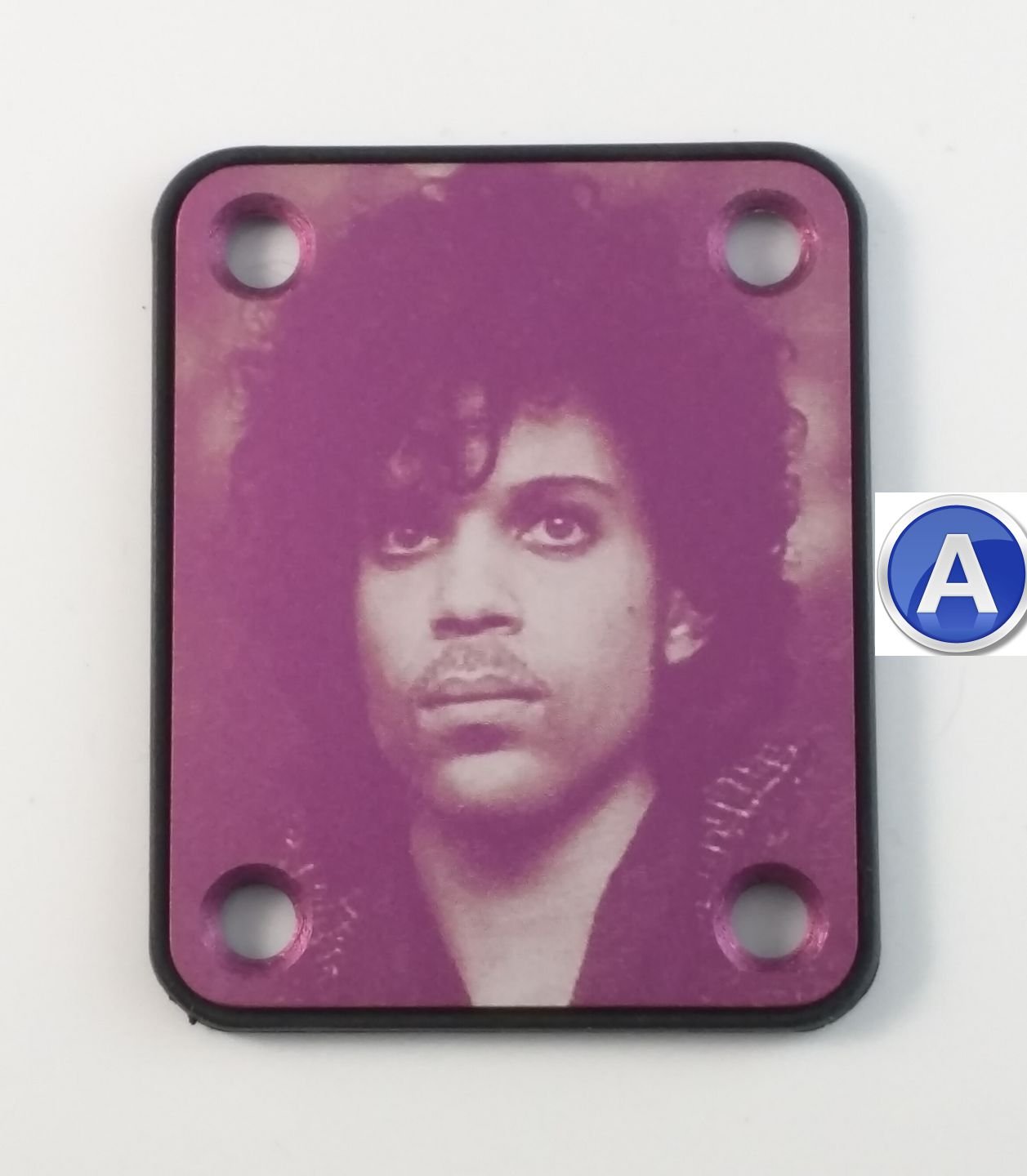Prince Tribute Purple Guitar Neck Plate - Choose Design - Custom Engraved - Standard 4 Bolt