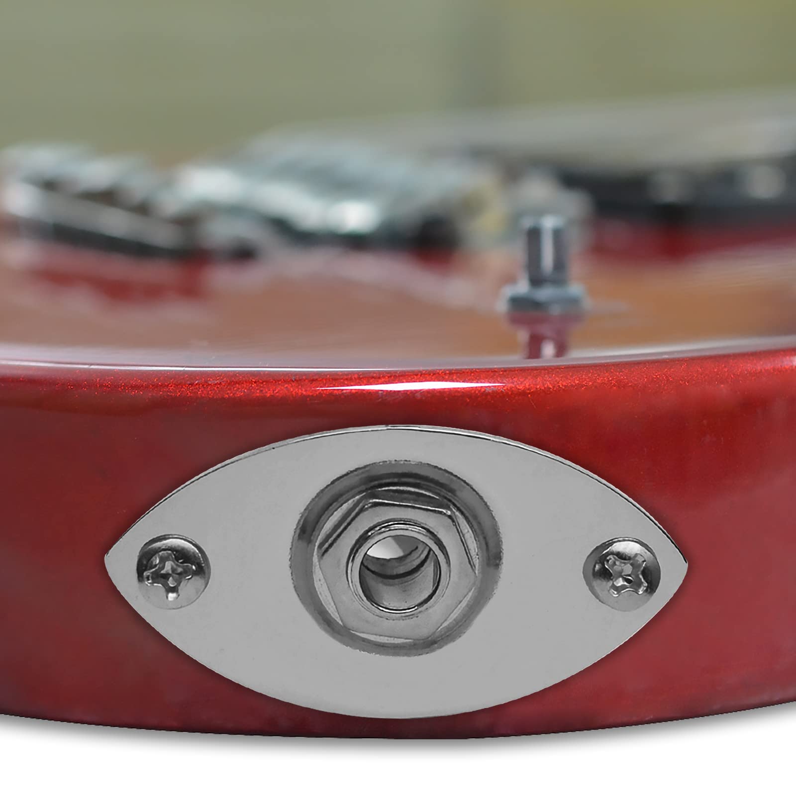 MAXCHEER 1/4 '' Oval Guitar Jack 6.35mm Output Input Plug Socket for Mono Electric Guitar (Chrome)