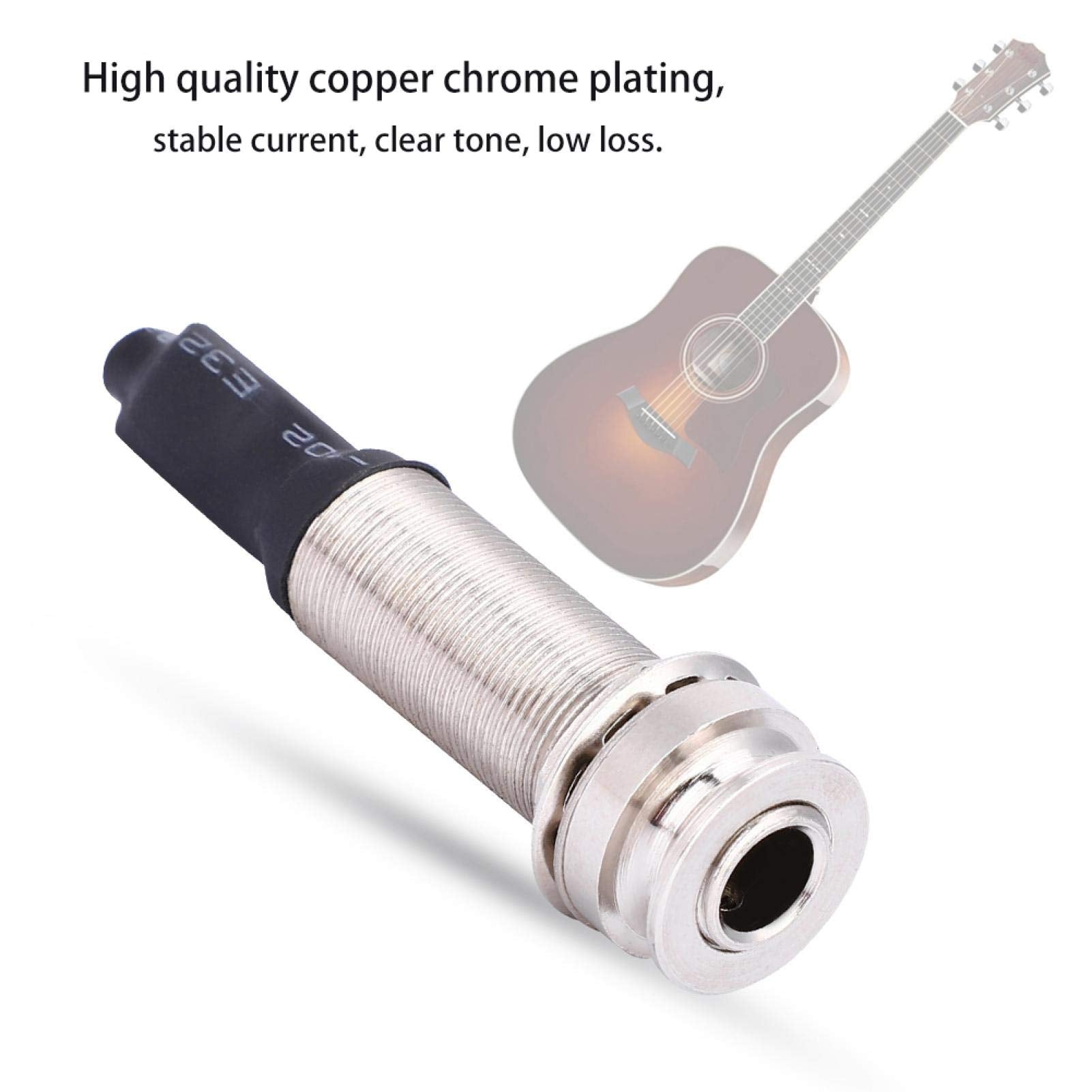 1/4'' (6.35mm) Output 2.5mm Input Endpin Jack, Piezo Pickup Jack Built-in Rod Piezo Pickup for Acoustic Guitar