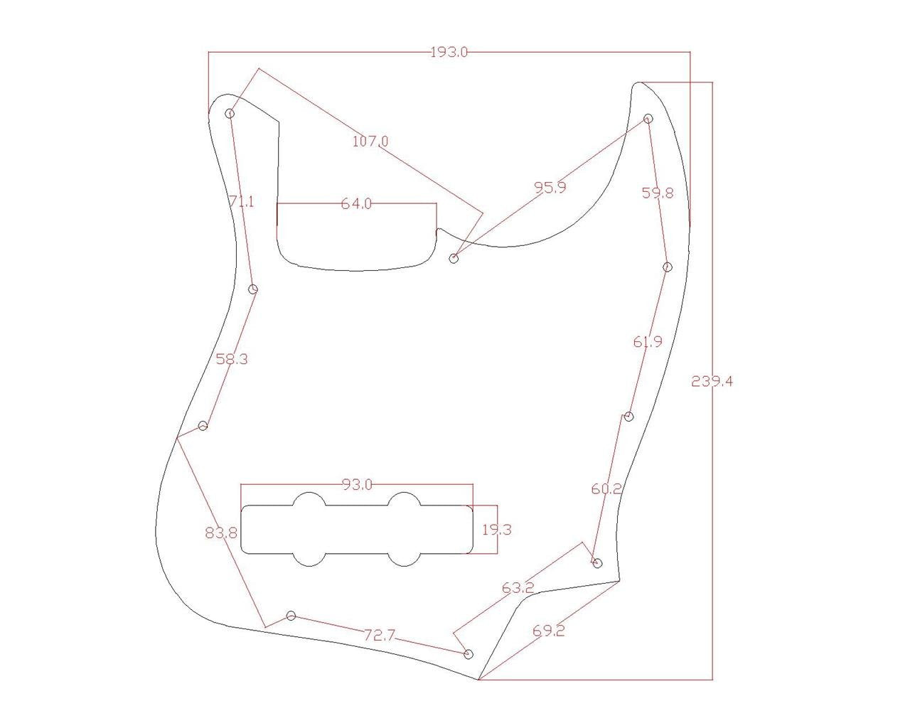 KAISH Clear 4 String J Bass Style Pickguard Bass Pick Guard Scratch Plate for Jazz J Bass made in USA/Mexico Transparent