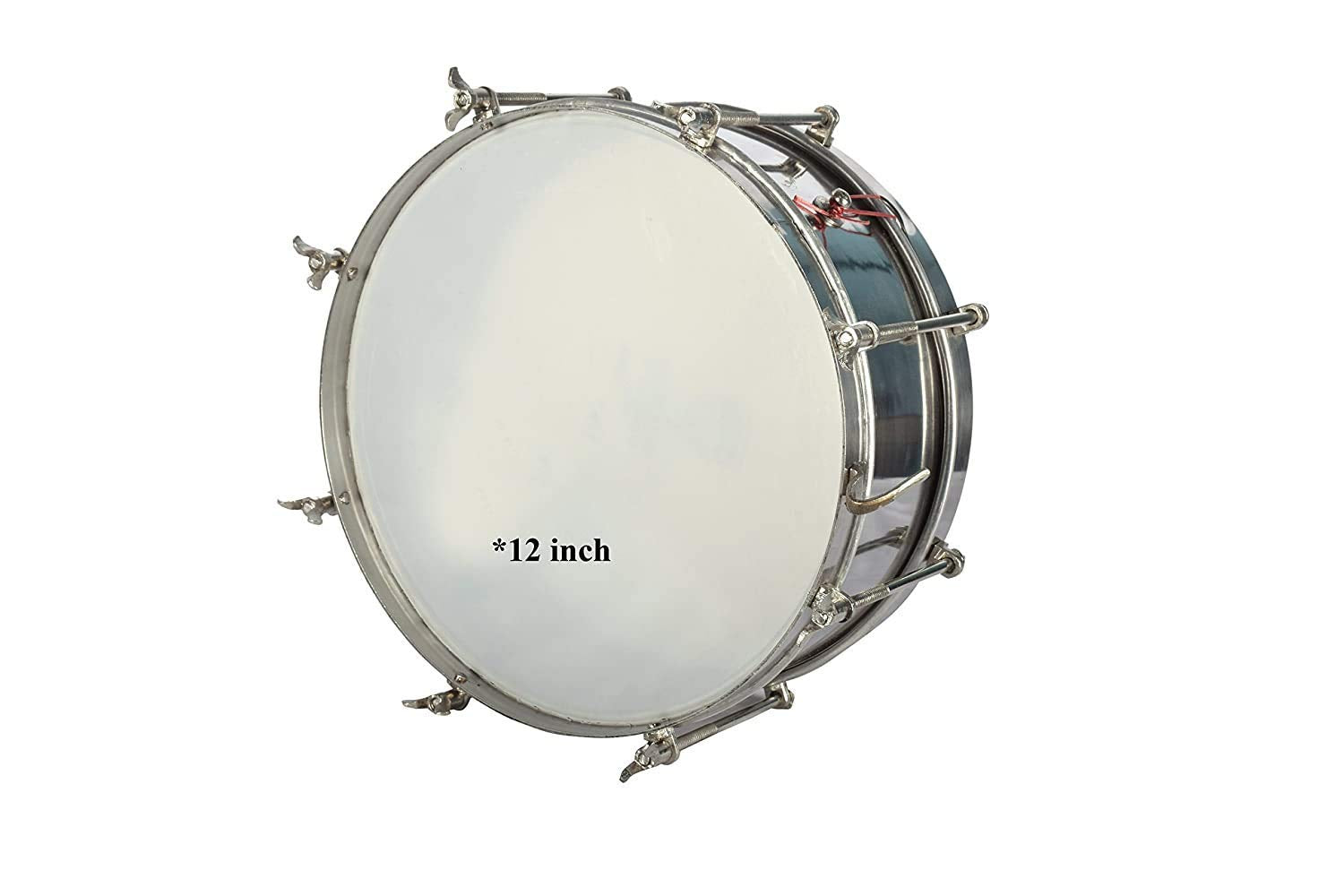 Saimusicals 1 Piece Side Drum (S.S), 12 Inch, Silver | School Band Hand Percussion Instrument For Students, Beginners & Professi