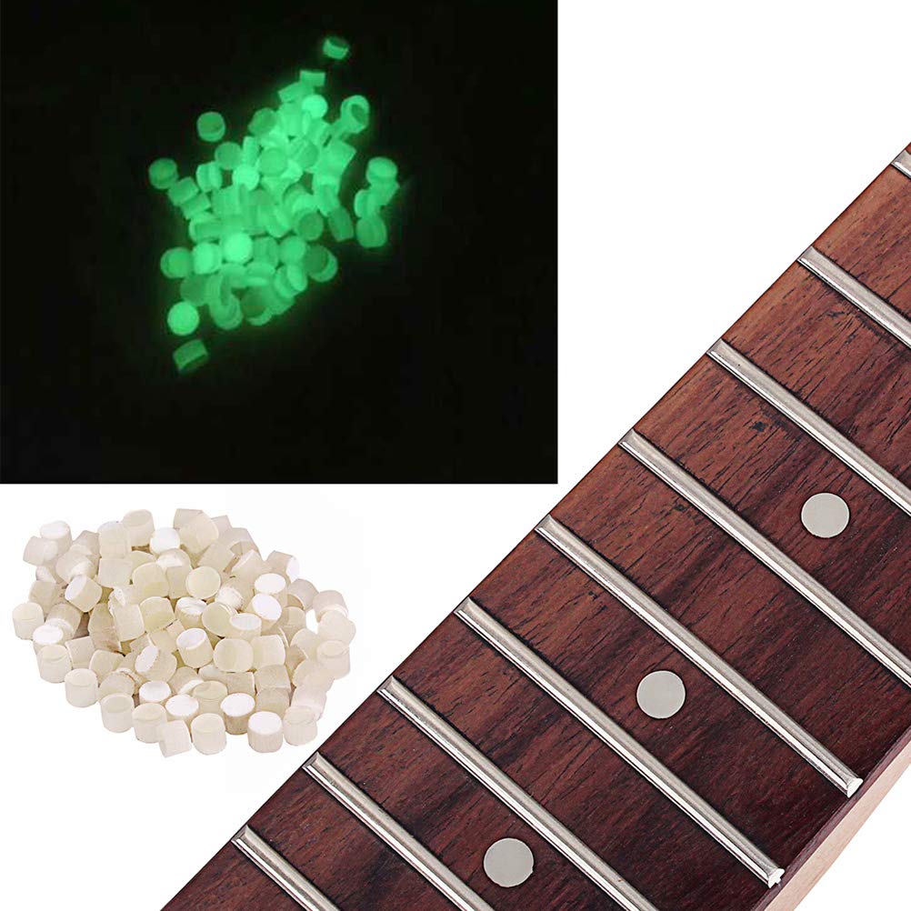 SUPVOX 100pcs Guitar Fretboard Dots Inlays 6.0mm Seashell Fret Inlays Markers Glow in the Dark for Guitar Ukulele Bass Banjo Man