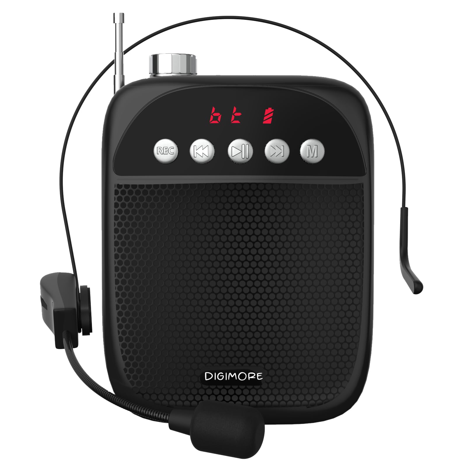 DIGIMORE Wireless Portable Voice Amplifier | 10W Speaker w Head Mic | BT 5.0, USB MP3, FM, TF Card & Recording Feature | 8Hrs Ba