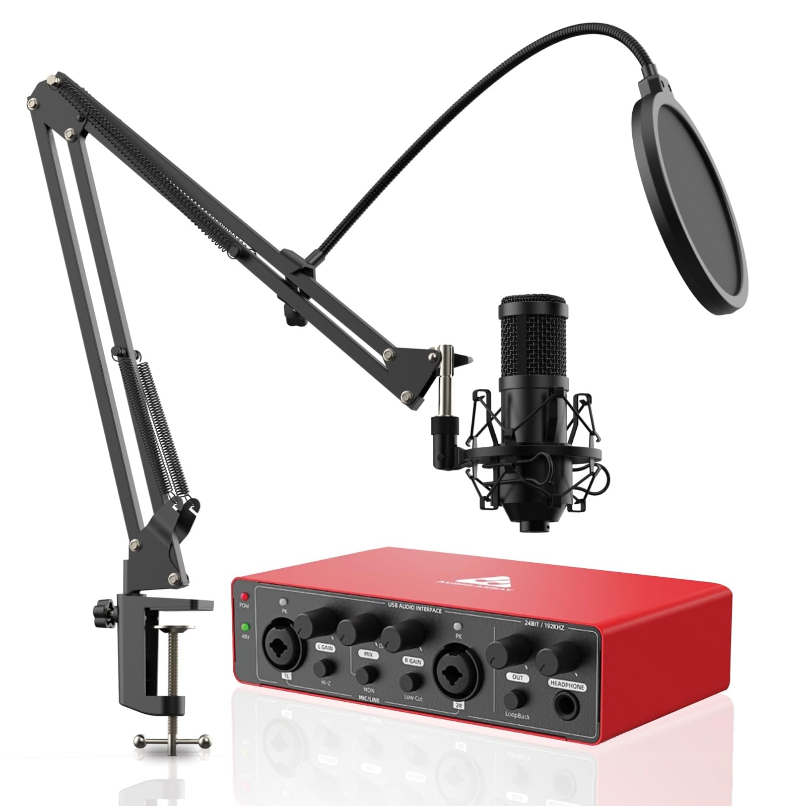 Audio Array Podcast Bundle With Usb Condenser Mic Kit, Audio Interface |192Khz/24Bit Studio Quality, Plug & Play, Phantom Power,
