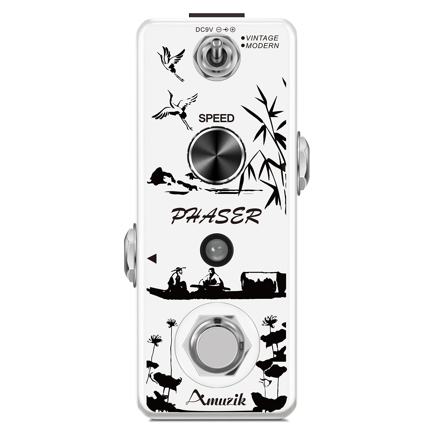 Amuzik Guitar Phaser Pedal Analog Phase Effect Pedal For Electric Guitar Vintage & Modern Modes With Mini Size True Bypass, Ak-3