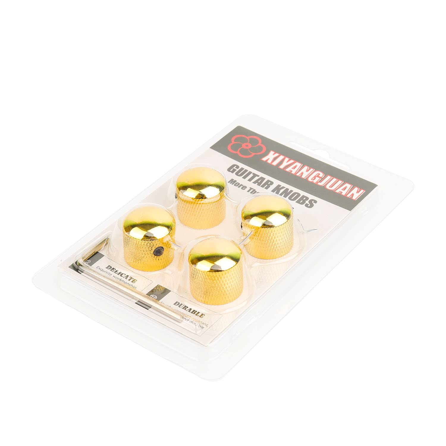 XIYANGJUAN 4Pcs Metal Guitar Knobs Gold Volume Tone Control Knob Dome Knobs with with Allen Keys Screws for Fender Telecaster Gi