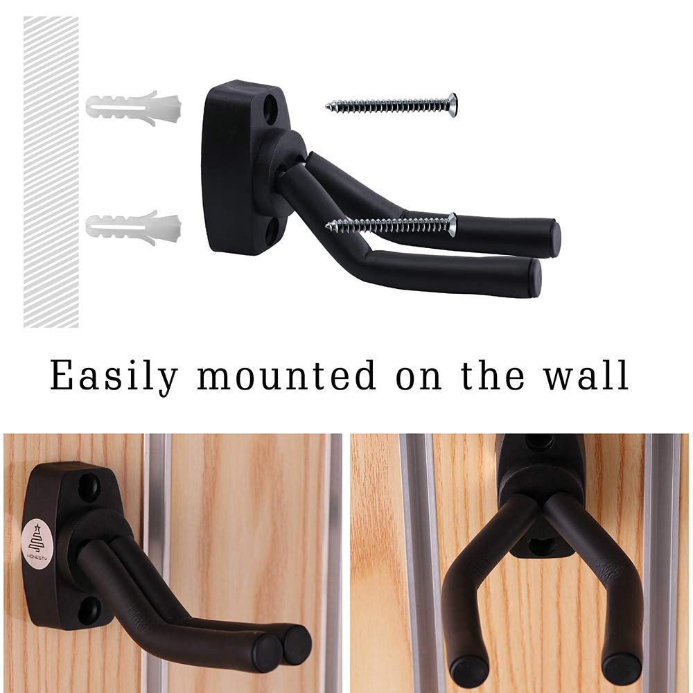 HONESTY Guitar Hooks 6-Pack, Wall Mount Guitar Bracket - Perfectly Display in Music Retail Stores/Bedrooms/Bars