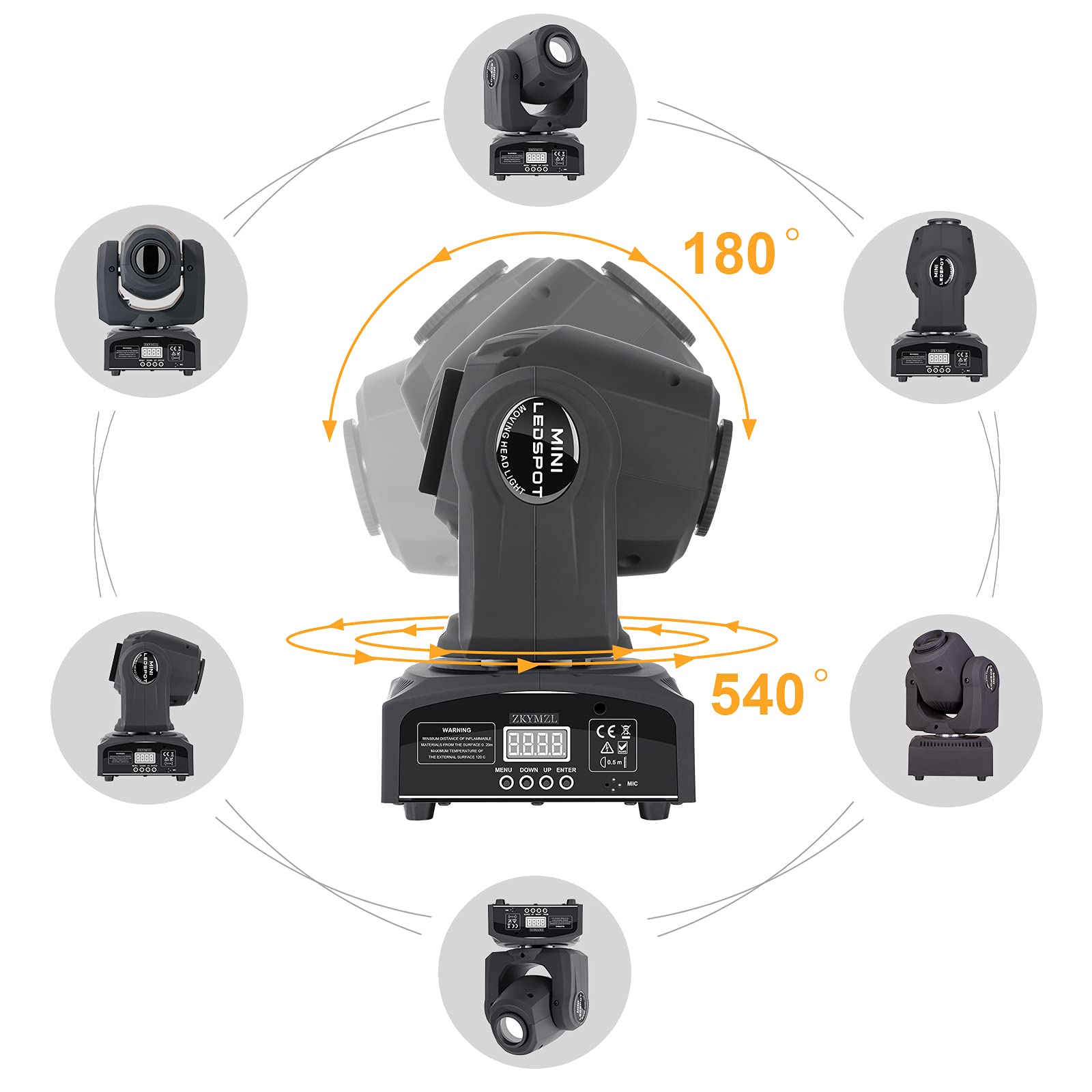 ZKYMZL 60W Moving Head Lights Stage Lights 8 GOBO Rainbow DJ Lights Disco Lights 8 Colors 9/11 Channels LED Strobe Lights DMX512