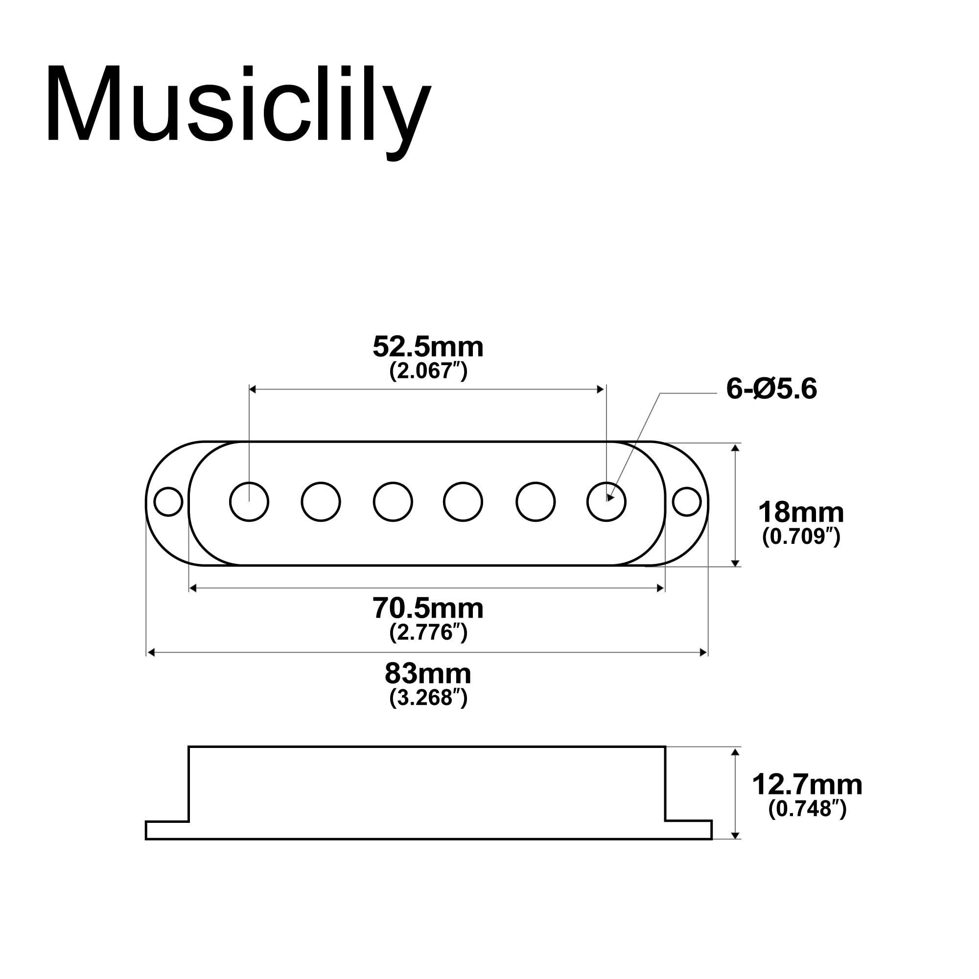 Musiclily Pro Plastic Guitar Single Coil Pickup Covers for USA/Mexico Strat Fender Stratocaster Electric Guitar, Black (Set of 3