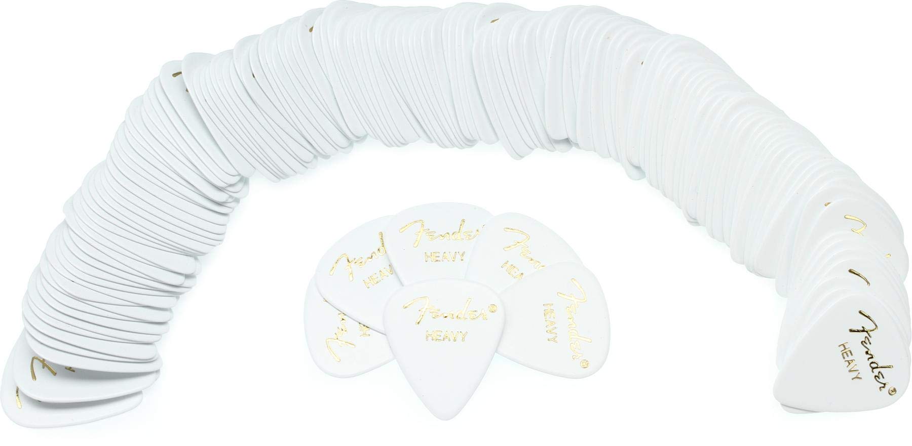 Fender Classic Celluloid Guitar Picks 351 Shape, White, Heavy, 144-Pack