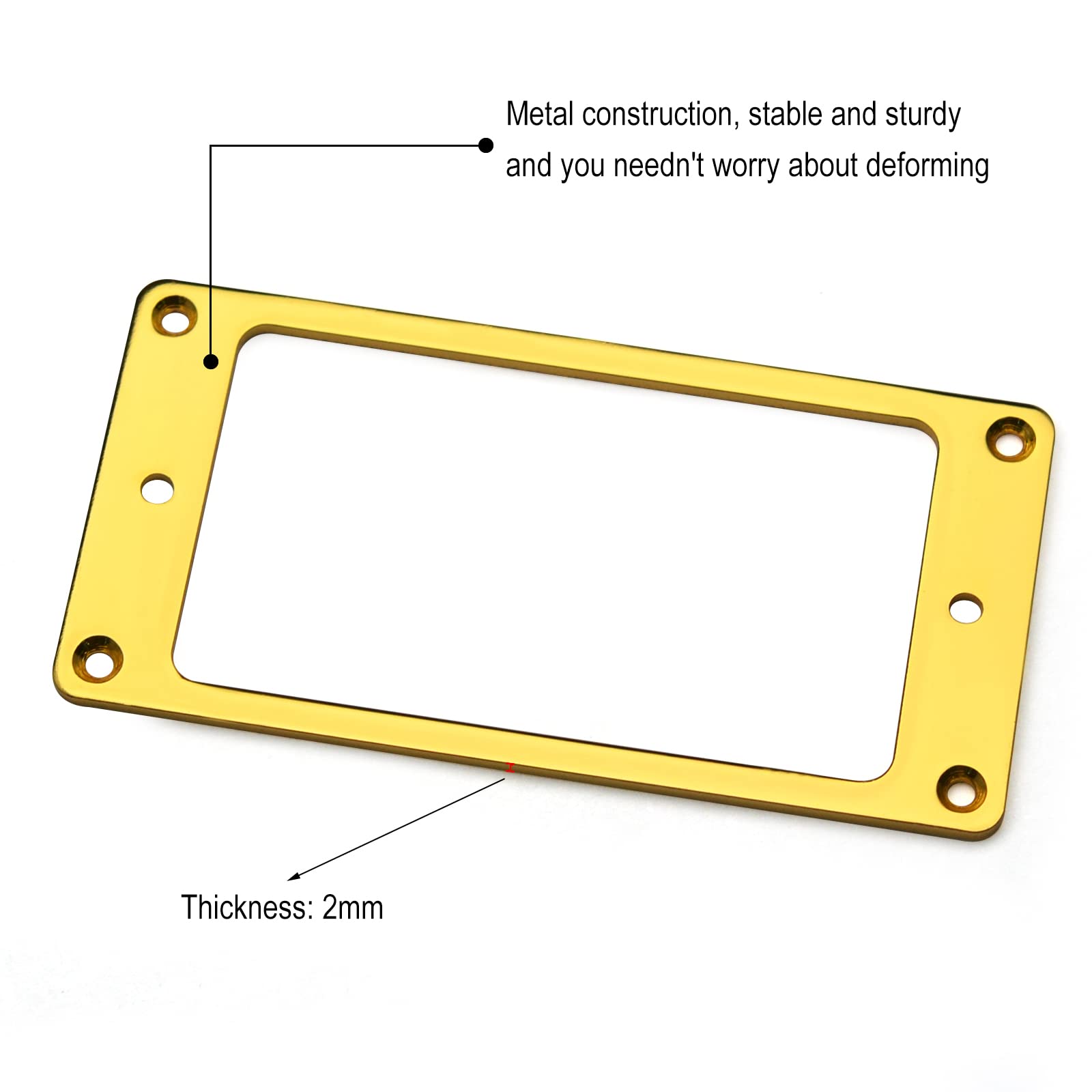 MAXCHEER 2PCS Metal Iron Flat Humbucker Pickup Ring for Electric Guitar Replacement (Glod)