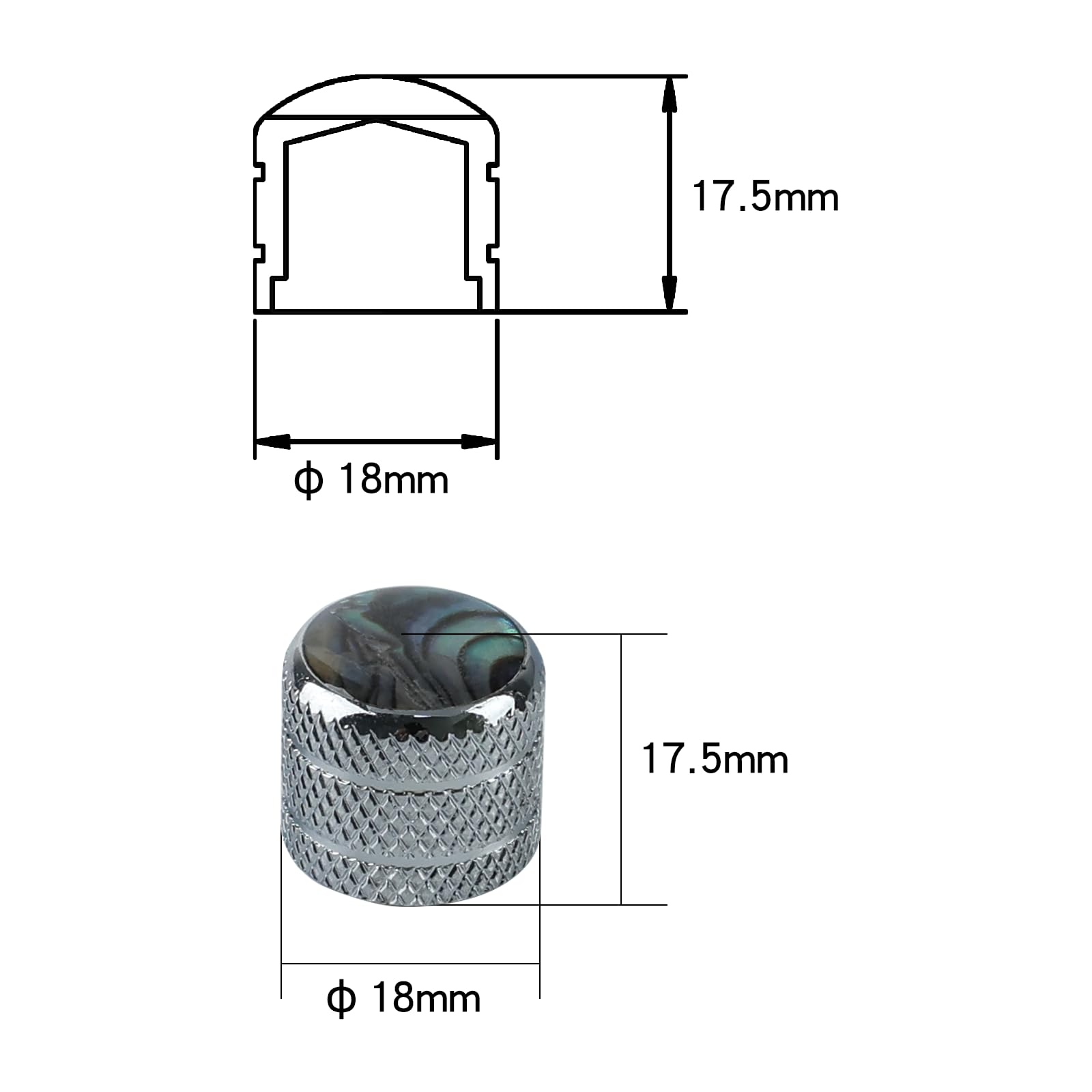 OVSAL 3Pcs Bass Guitar Knobs Abalone Shell Dome Metal Guitar Volume Tone Knobs Electric Guitar Parts for Feder Strat Telecaster