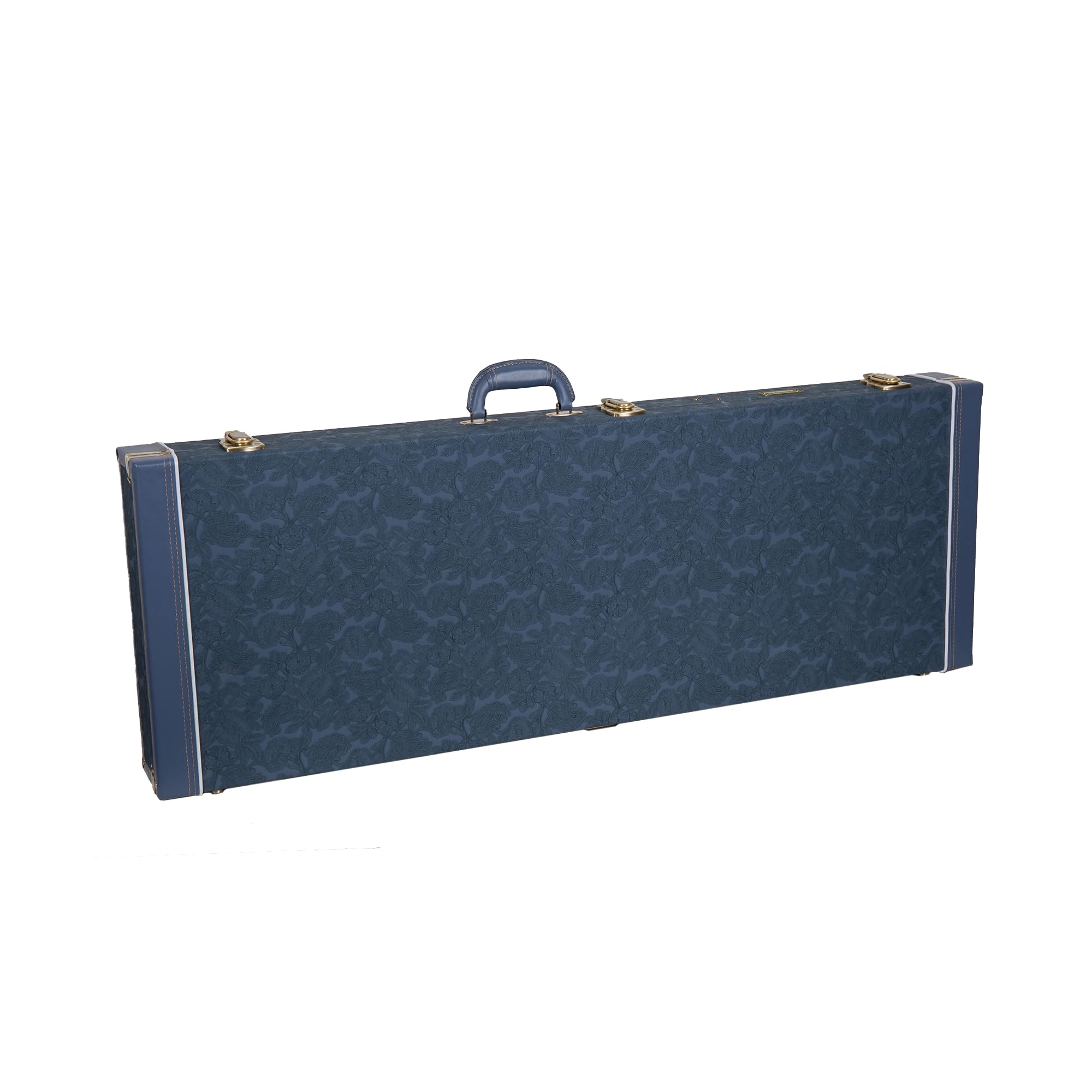 Crossrock Relief Series Jazzmaster/Jaguar Guitar Case for Offset Electric Guitars | Carved Smoke Blue Finish, Monochrome Blue Ve