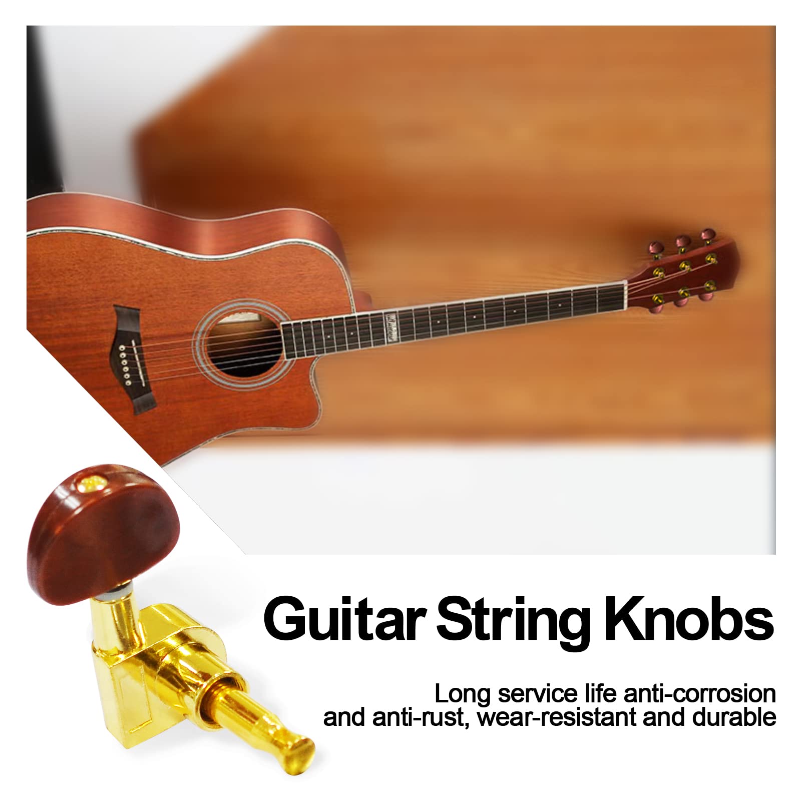 SAPHUE 6 Pieces 3L3R Guitar tuner pegs, Big Oval Button Sealed-gear String Tuning Peg Tuner Machine Head for Acoustic Electric G