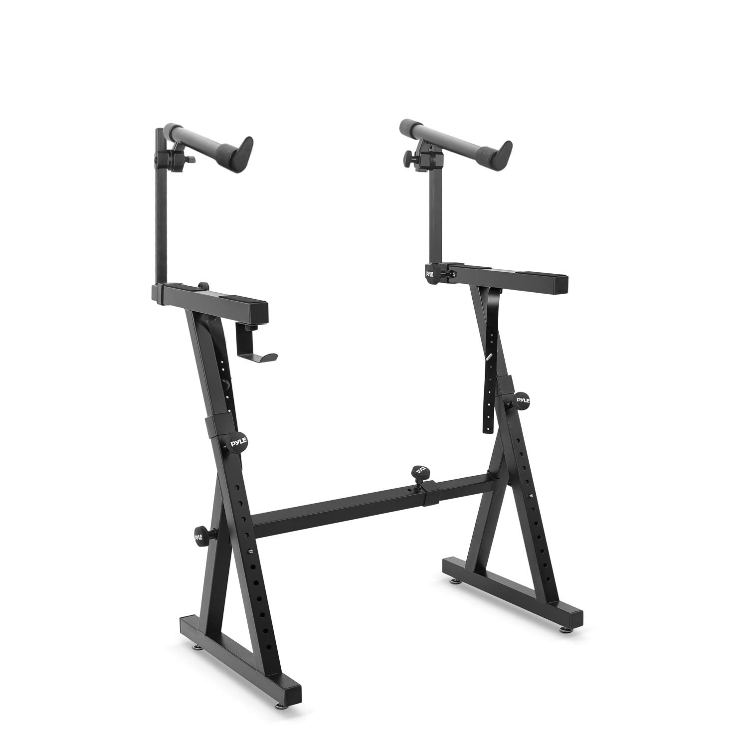 PYLE Heavy-Duty Multi-Functional Music Stand - Z Style & Portable, 2nd Tier, Height & with Adjustment, Digital Keyboard Stand, R