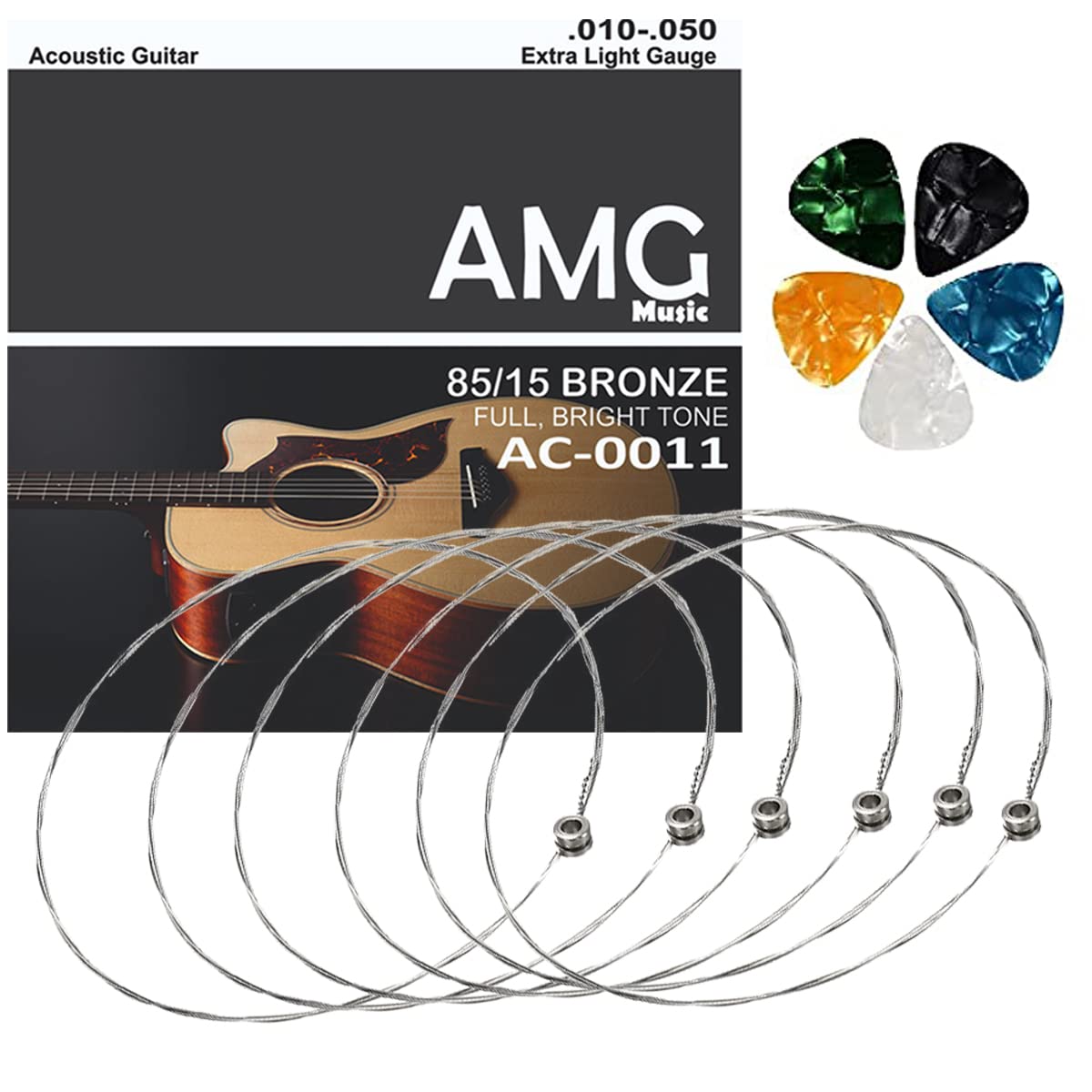 Device Of Urban Infotech E-1St Guitar Strings Stainless Steel Hollow Ball End Replacement Guitar E String With Guitar Picks For 