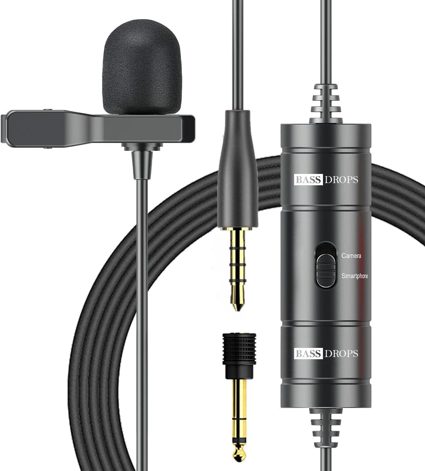 Bassdrops Professional Lavalier Lapel Microphone Omnidirectional Condenser Mic For Iphone Android Smartphone Dslr Camera, Camcor