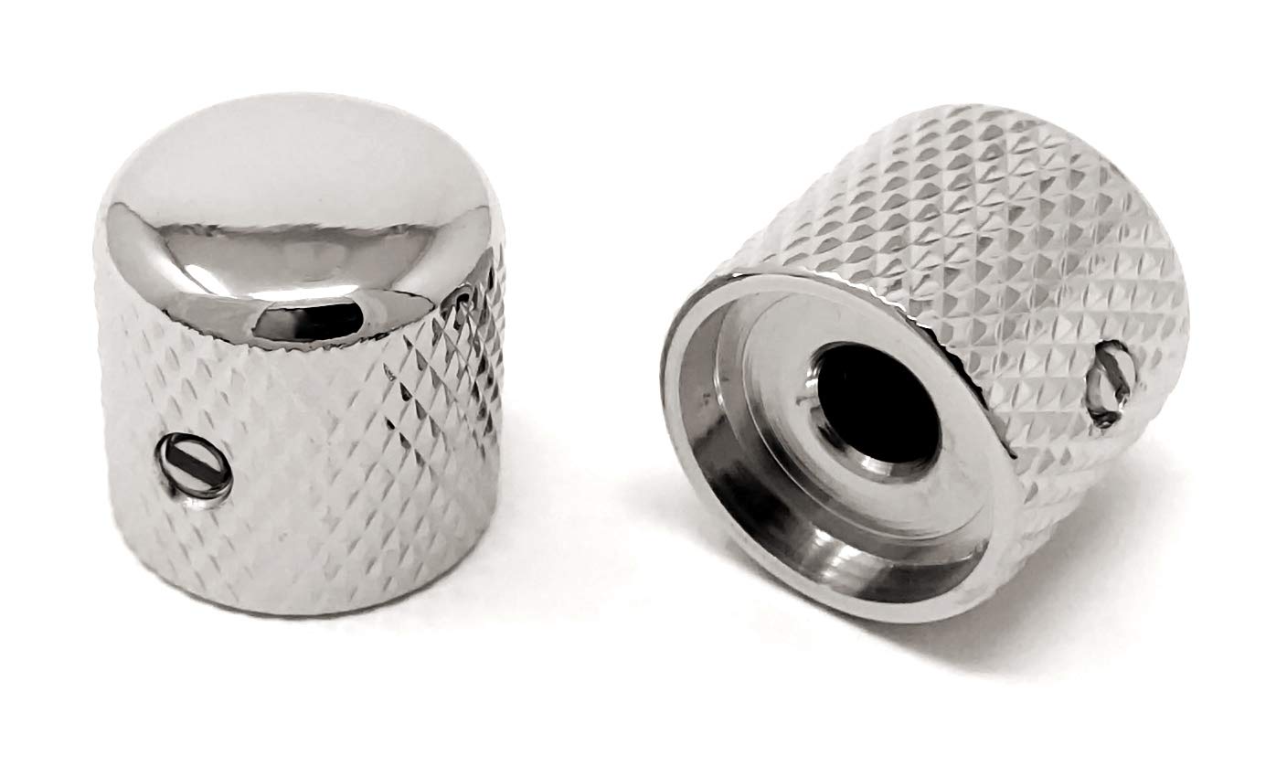 Vintage Forge Nickel Metal Dome Knobs For Electric Guitar And Bass (Set Of 2) 6Mm Shaft With Set Screw Dk50M-Nkl