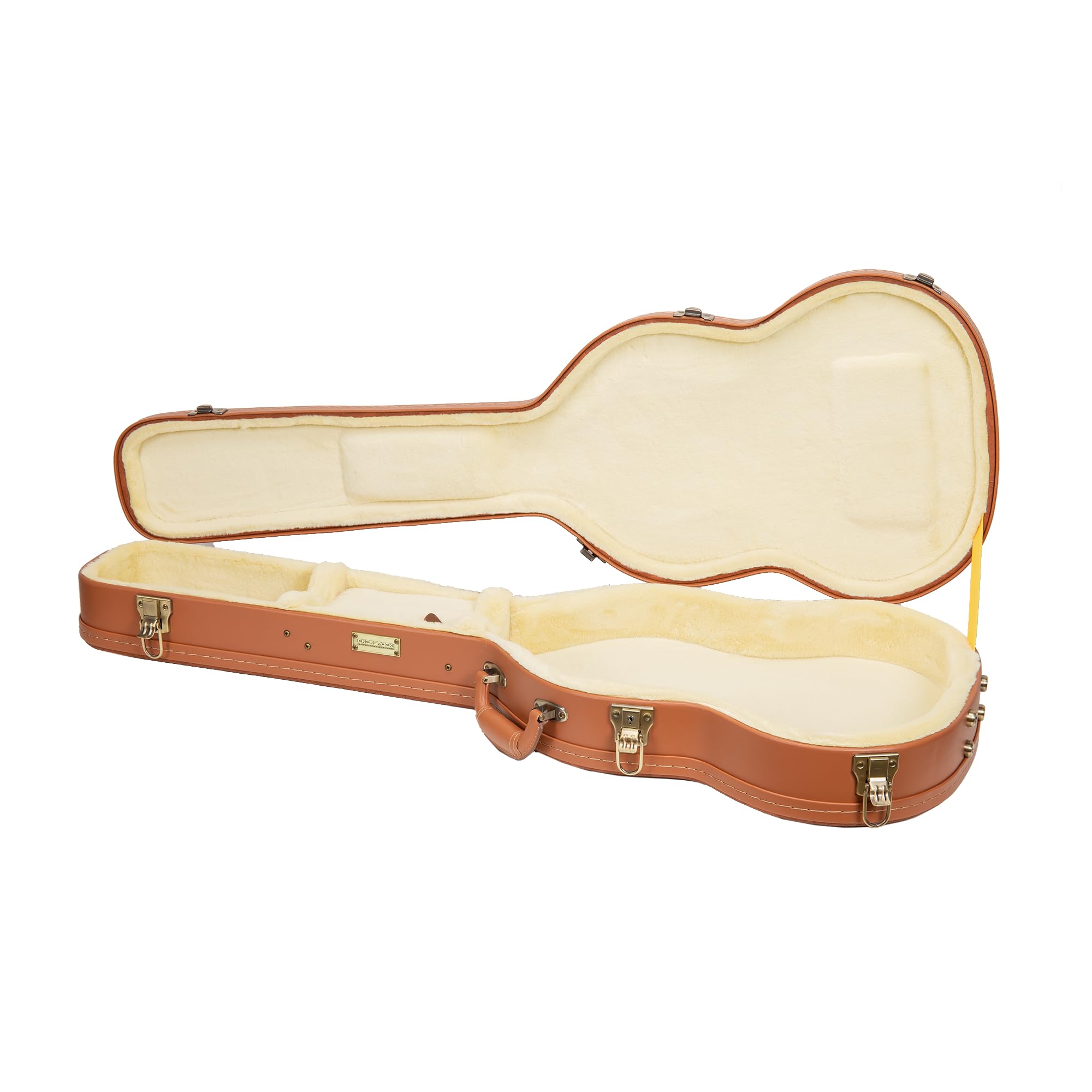 Crossrock Relief Series SG Guitar Case for Gibson SG Style Electric Guitars | Carved Red Wood Finish, Ivory Plush Interior, Lock