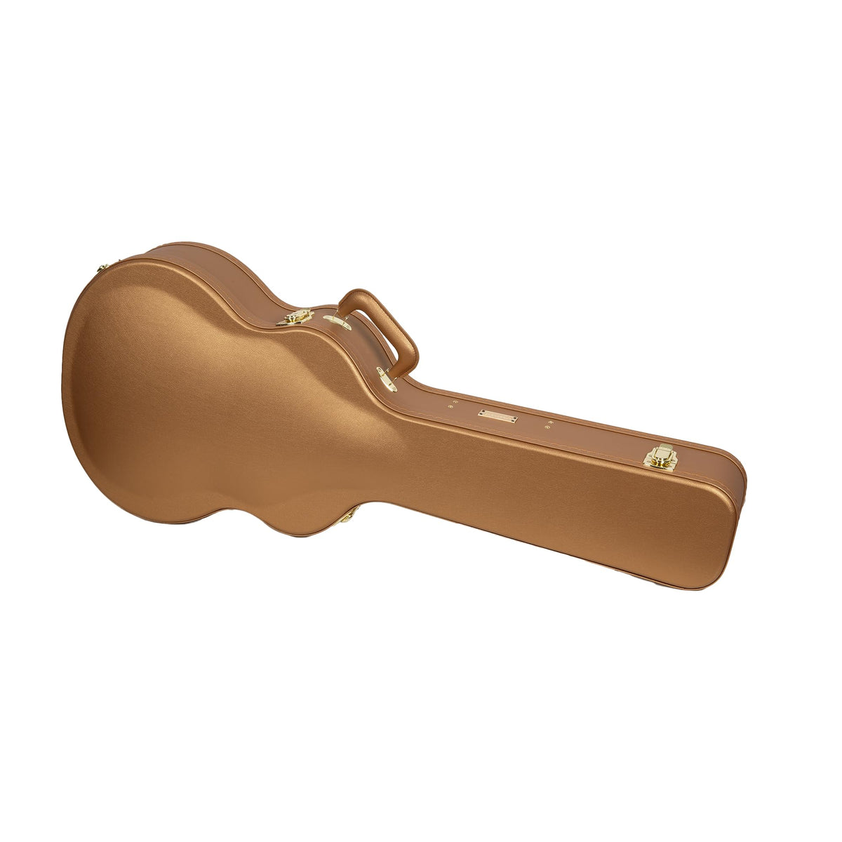 Crossrock Wooden Om Guitar Case For Martin 000-14 Fret | Luxury Gold Faux Leather, Burgundy Velvet Interior, Lock - Designer Ser
