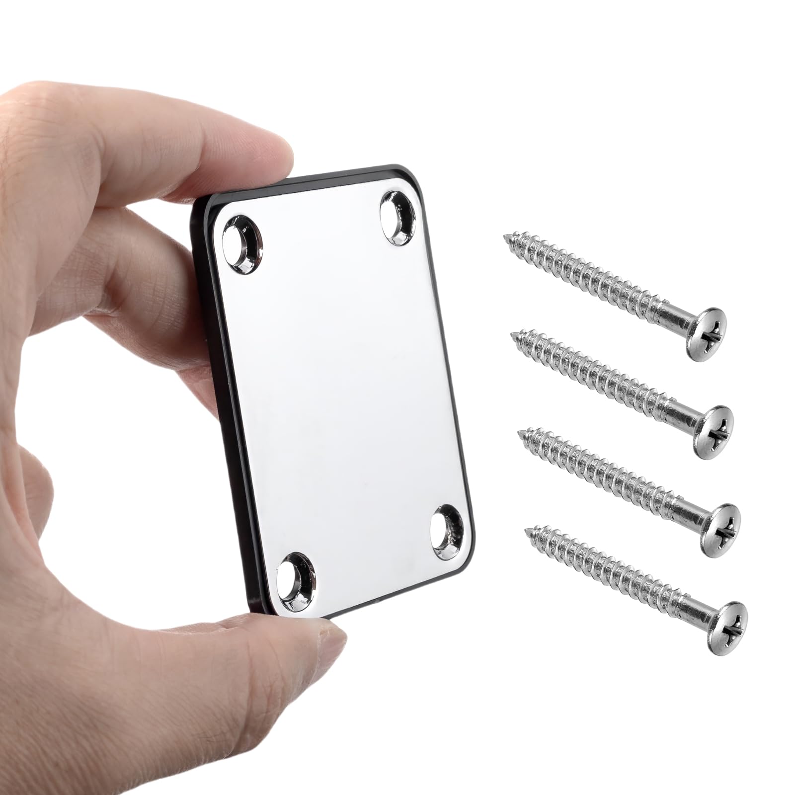 Swhmc Chrome Neck Plate for Electric Guitar with 1 Plastic Mat 4 Mounting Screws,Silver