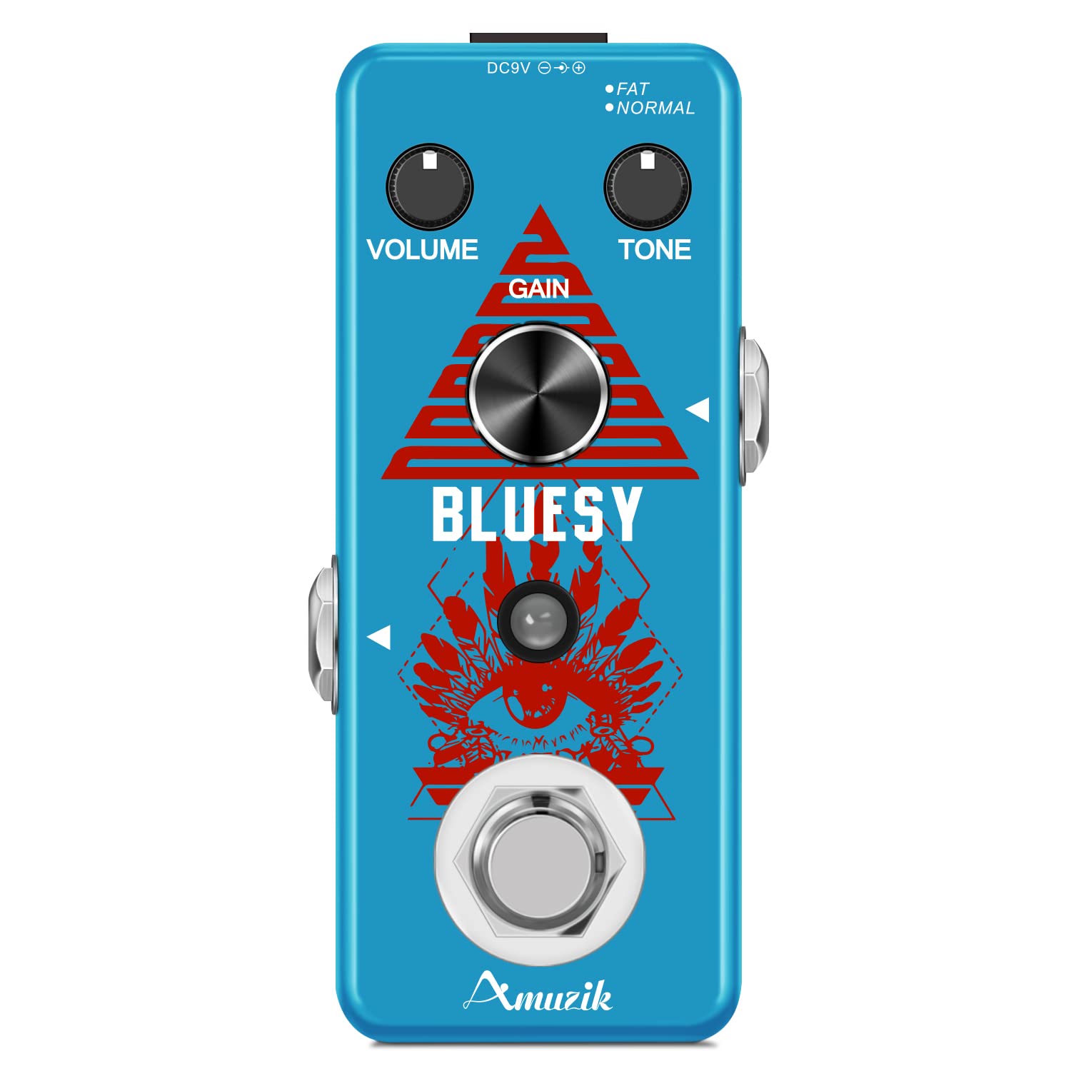 Amuzik Blues King Overdrive Guitar Pedals Analog Vintage Bluesy Distortion Effect Pedal Wide Range Frequency Response 2 Modes Tu