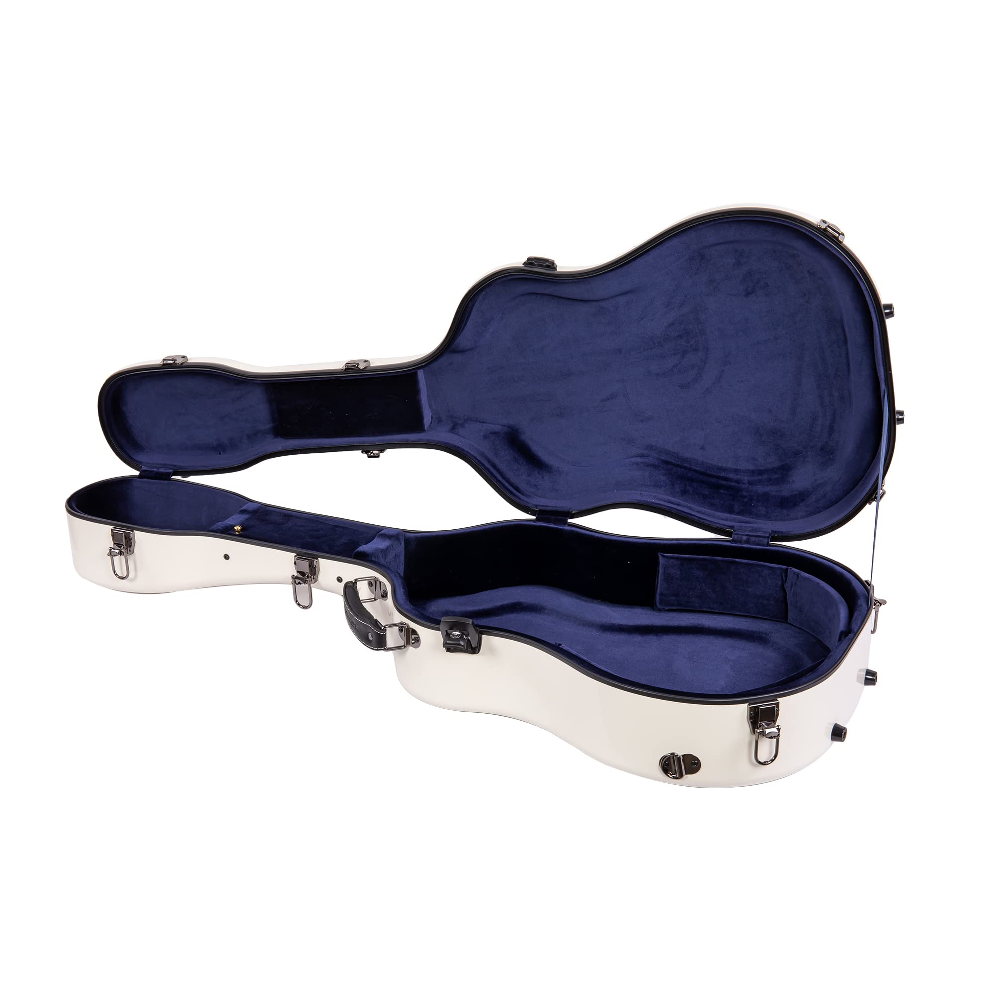 Crossrock Fiberglass Case with TSA Lock for 40''/41'' Dreadnought Acoustic Guitar-Milky White(CRF2021DMW)