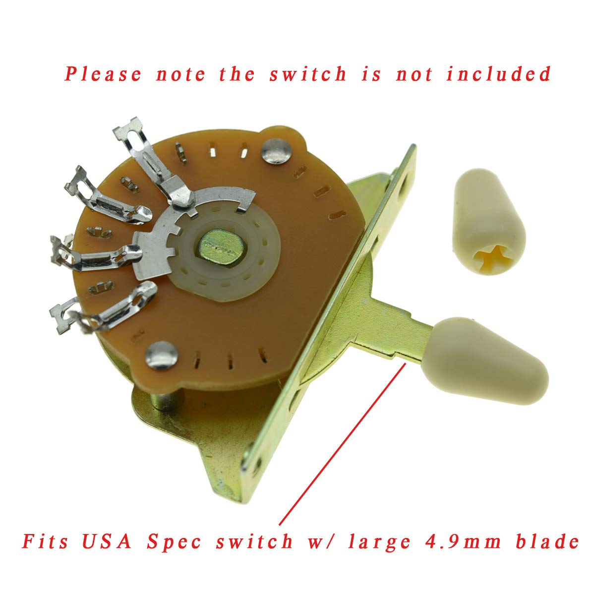 Dopro 2pcs Guitar 5 Way Pickup Switch Tip Switch Cap Switch Knob for USA FD Strat/Tele/Stratocaster Aged White