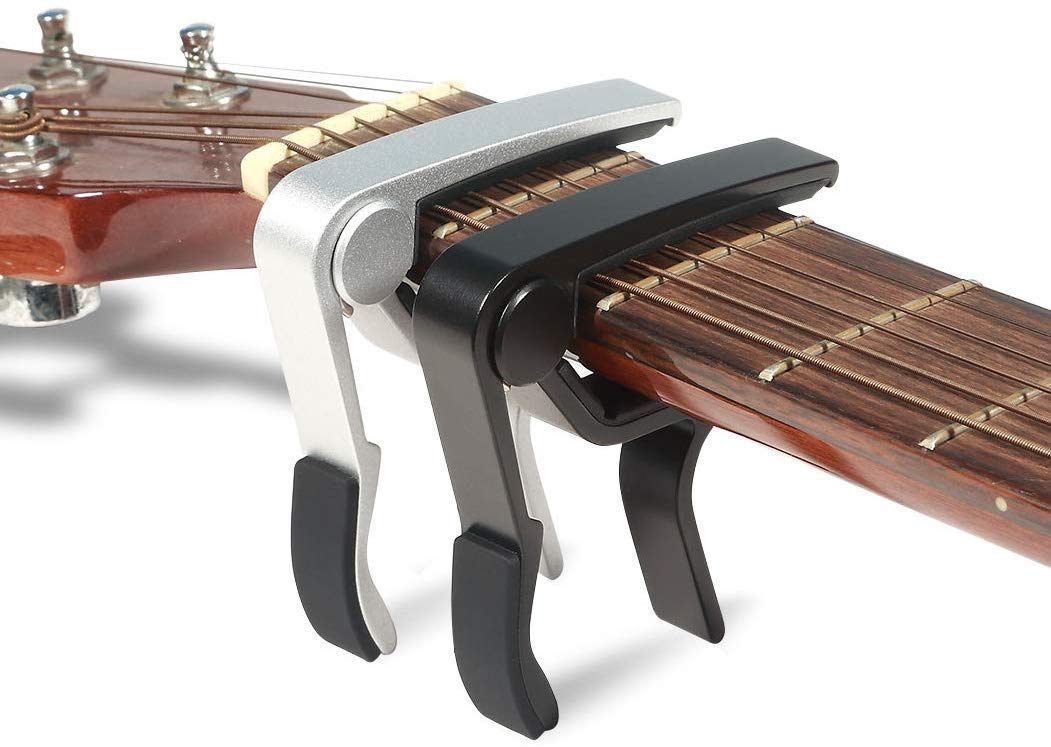 WINGO Guitar capo for 6 String Steel Acoustic and Electric Guitars with 5 Picks for Free,Silver