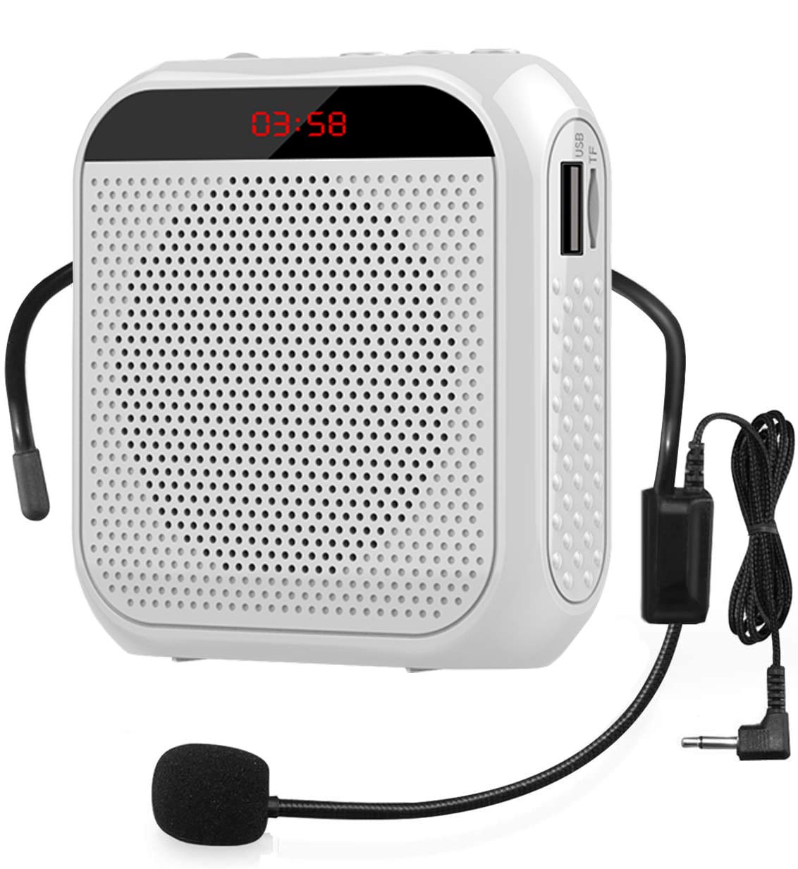 Portable Voice Amplifier with Wired Microphone Headset Rechargeable PA System Speaker Personal Microphone Speech Amplifier Power