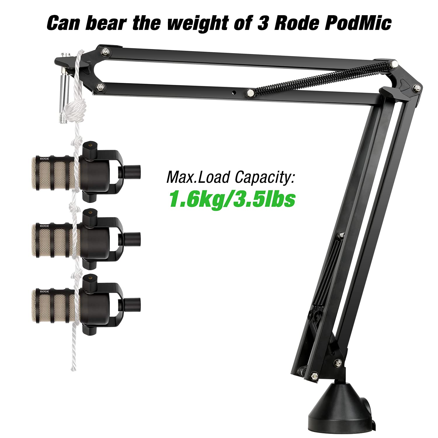 For Rode Podmic Stand - Mic Stand with Pop Filter, Mic Arm with Reduce Wind Noises Mic Cover and Cable Ties, Adjustable Scissor