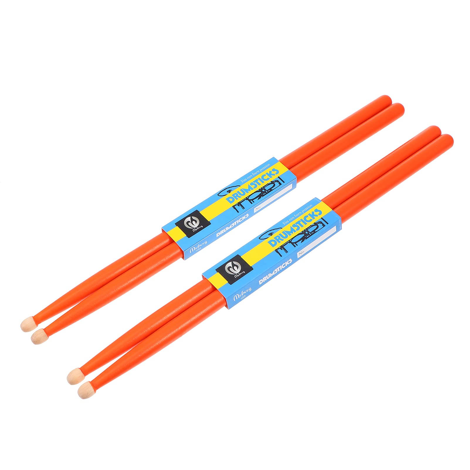 MILISTEN 2 Pairs Orange Maple Percussion Drum Sticks Maple Wood Drumsticks Non Slip Drum Sticks Wood Tip Maplewood Drumstick for