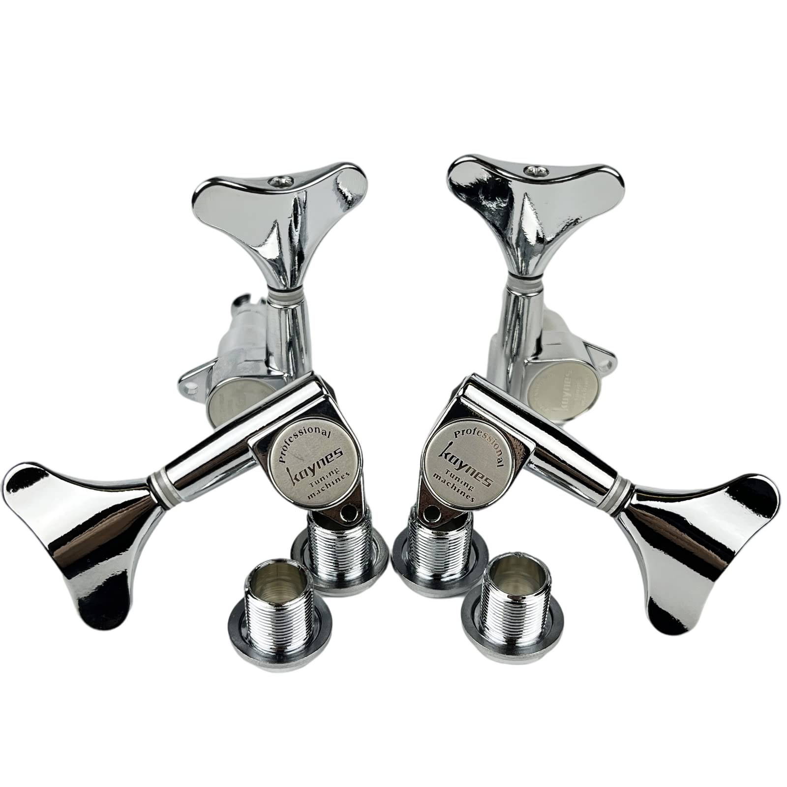 KAYNES Guitar Bass Tuners - 1:18 Ratio Chrome Silver Headstock Sealed Machine Heads Tuners Closed Tuning Key Pegs Replacement fo