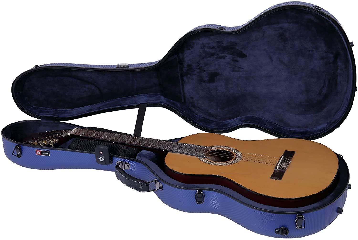 Crossrock Poly Carbon fits 4/4 Classical Guitars, Anti-Scratch Flight Case in Blue(CRF4020CBL)