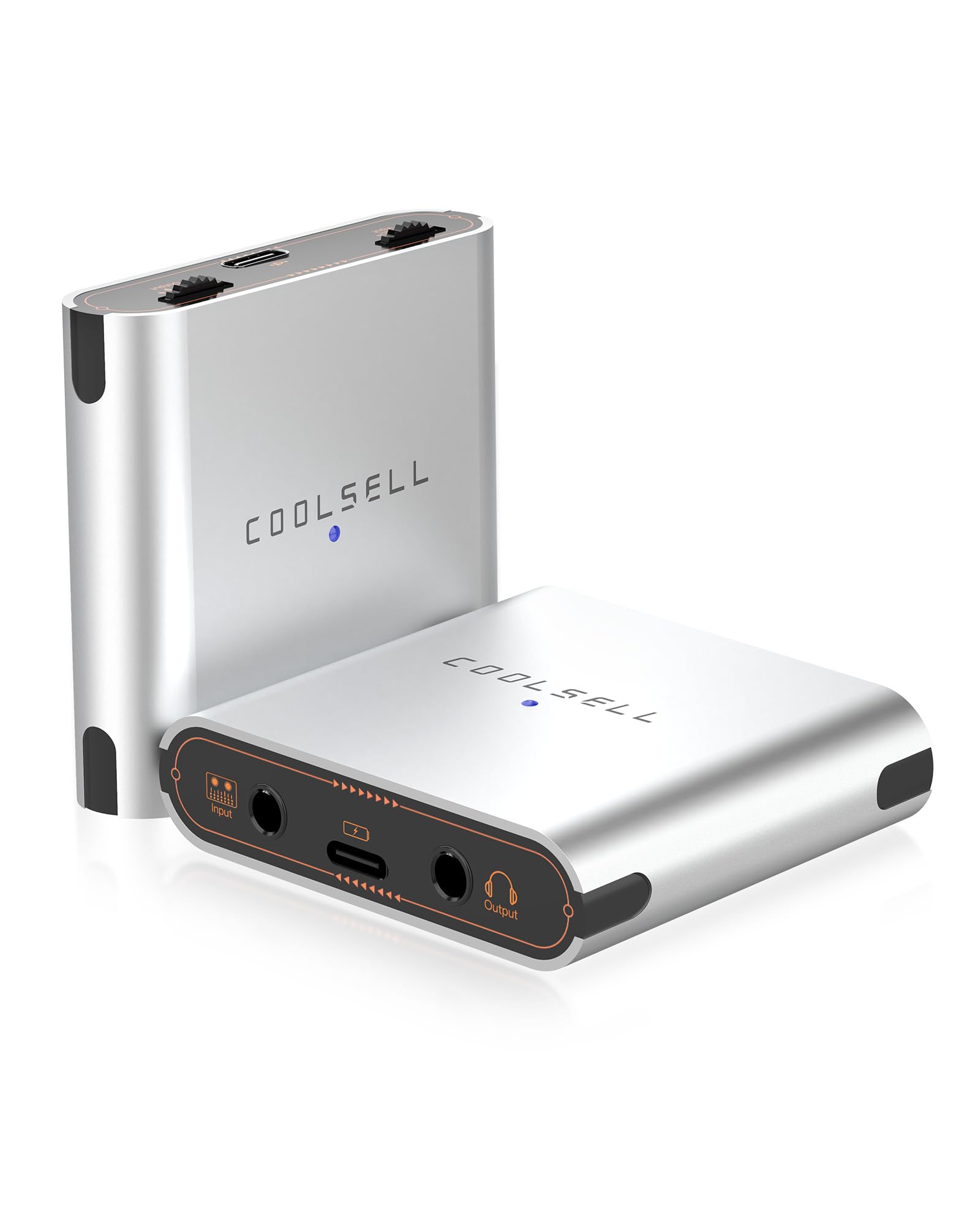 COOLSELL Portable Audio Interface 24bit/192kHz, Dual Gain Knob, Stereo USB C and iPhone Interface for Live Streaming and Recordi