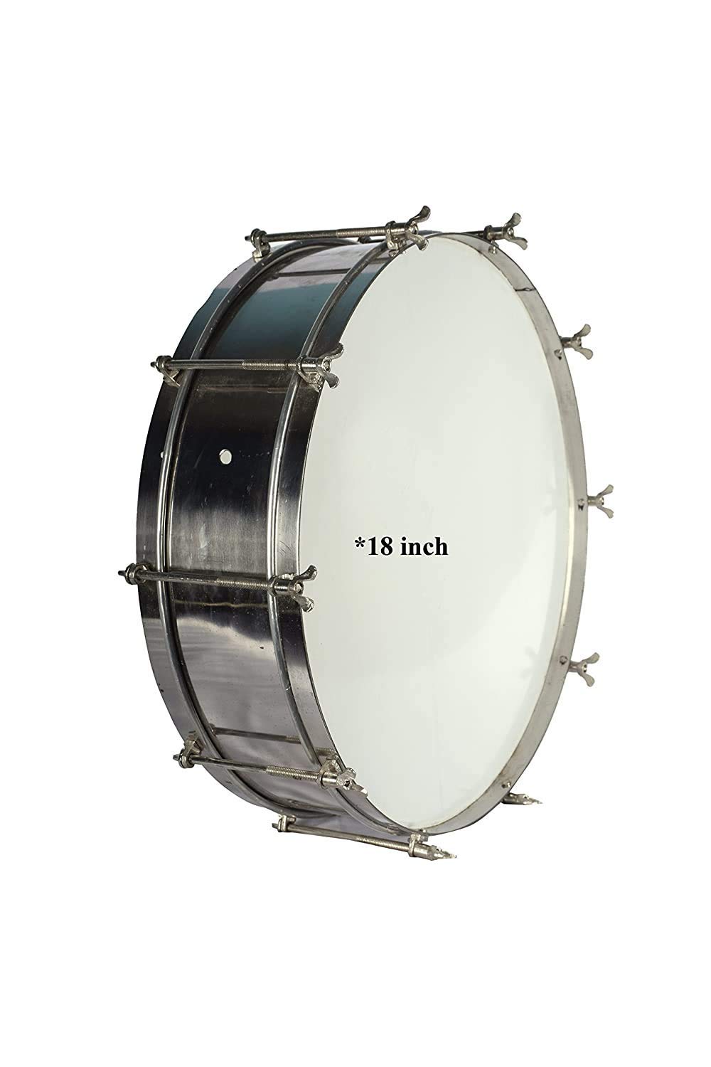 Sai Musical Musical Instruments Thap Dhol (S.S),17.2 Inch, Silver Steel Drum