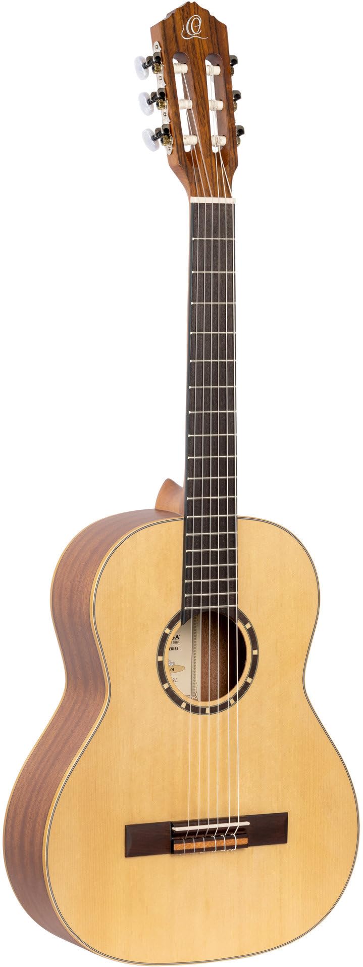 Ortega Guitars 6 String Family Series 3/4 Size Left-Handed Nylon Classical Guitar w/Bag, Spruce Top-Natural-Satin, (R121L-3/4)